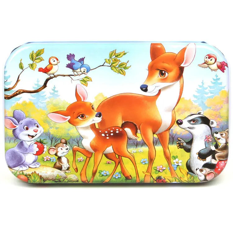 60 PCS Wooden Educational Puzzle Set – Cartoon Animals & Vehicles for Kids