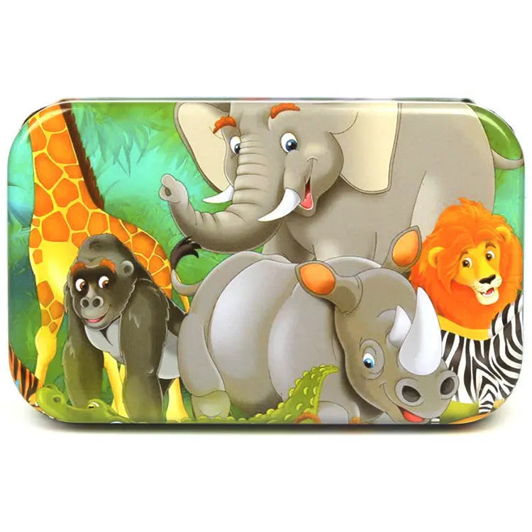 60 PCS Wooden Educational Puzzle Set – Cartoon Animals & Vehicles for Kids