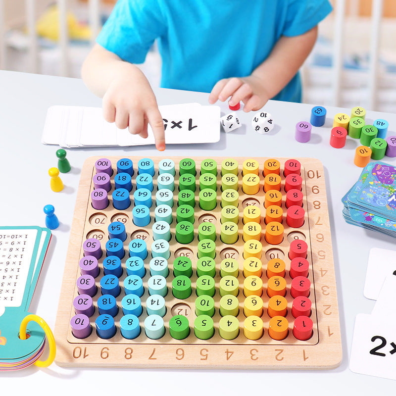 Wooden Multiplication Board for Kids – 1-100 Times Table, Early Learning Educational Math Toy, Hundreds Board