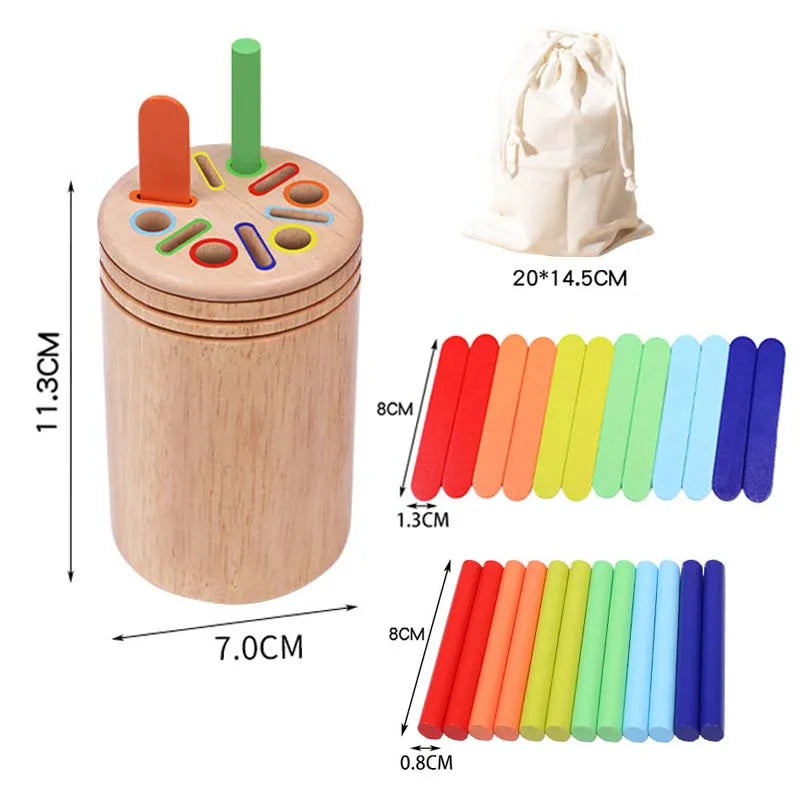 Wooden Matching Toys Montessori Color Matching Sorting Stick Balance Toy Fine Motor Skills Math Learning Educational Toys Kids