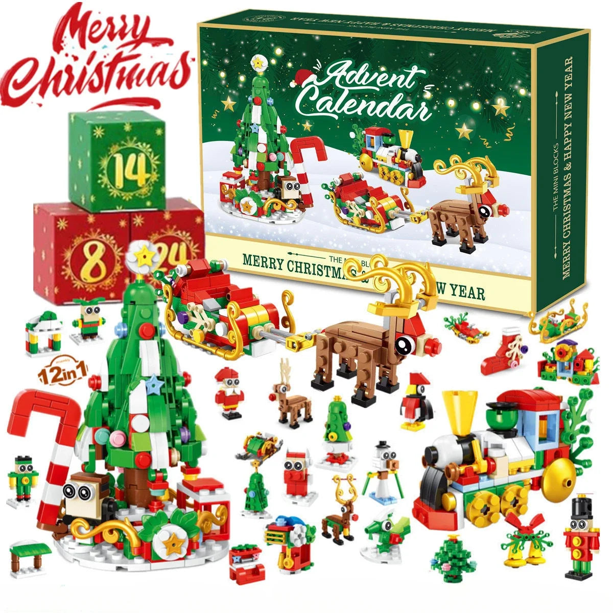 Christmas Advent Calendar Gift Box Christmas Tree Train 24Days Countdown Christmas Calendar Box New Year Navidad Gift