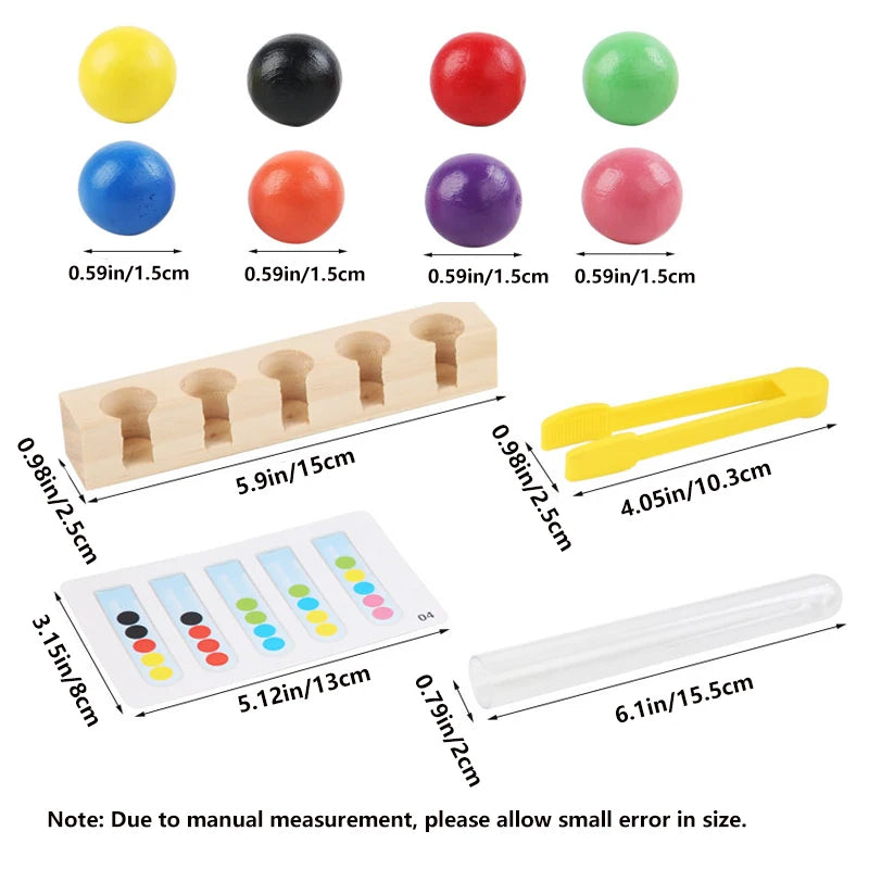 Clip Wooden Beads Test Tube Toy, Color Sorting Game, Beads Counting Fine Motor Skill Montessori Toys For Kids, Gift For Children