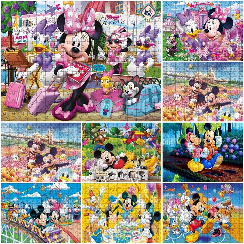 Disney Mickey Mouse Jigsaw Puzzles Minnie Donald Duck Puzzles Cartoon Creative Decompress Educational Intellectual Toys for Kids