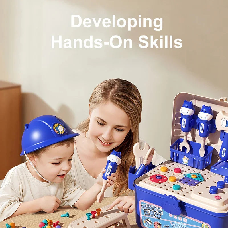 Educational Pretend Play Construction Children Home Toolbox Simulation Drill Screw Removal Puzzle Multi-Functional Assembly Toy