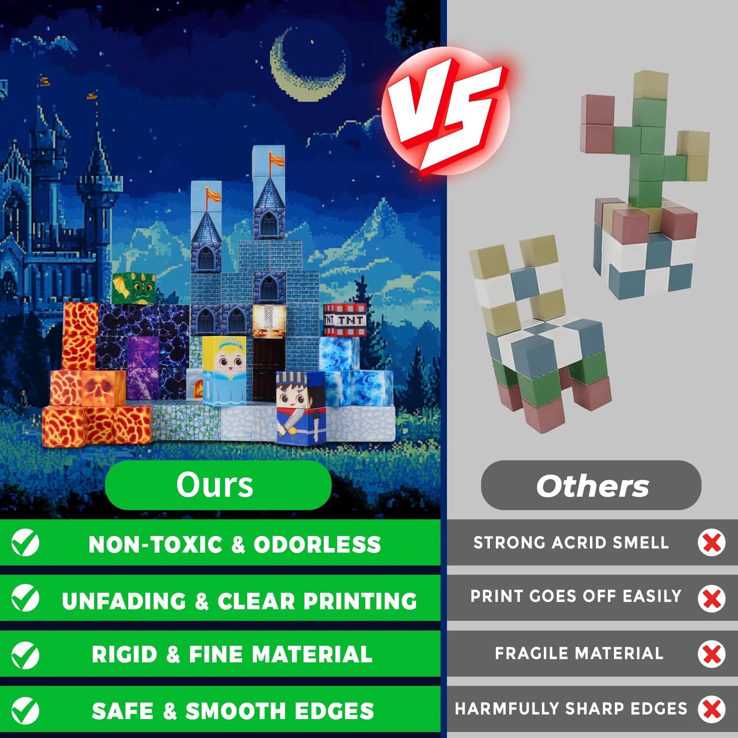 Magnetic Building Blocks Blue Castle Constructor Kit,Montessori Education Toys for Children,Magnetic Blocks STEM Creative Play