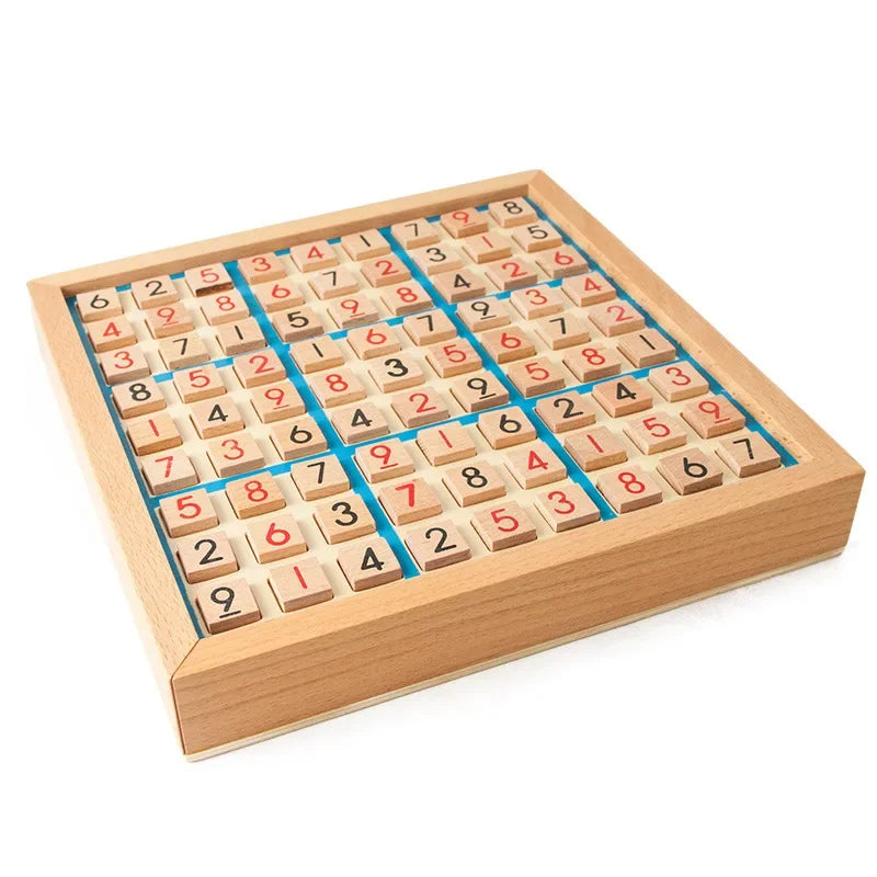 Wooden Sudoku & Checkers Board Game – Folding Beech Chess Set, Educational Puzzle & Learning Toy Gift for Kids