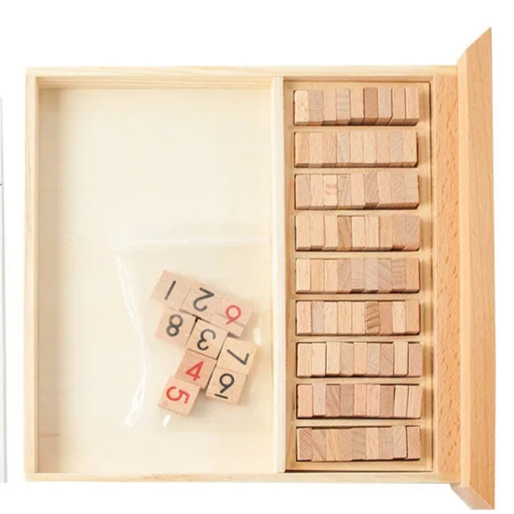 Wooden Sudoku & Checkers Board Game – Folding Beech Chess Set, Educational Puzzle & Learning Toy Gift for Kids