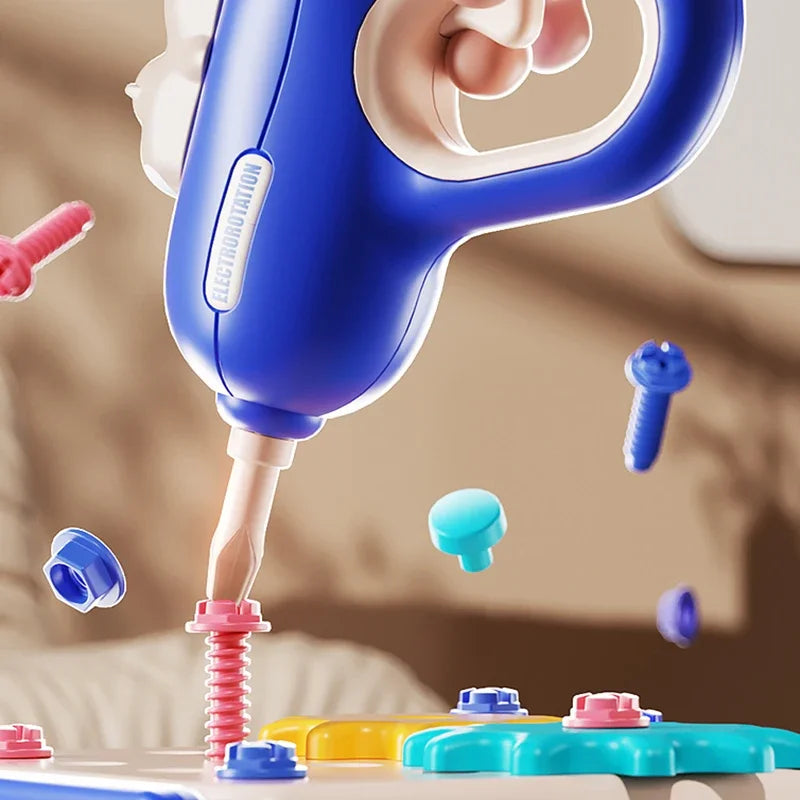 Educational Pretend Play Construction Children Home Toolbox Simulation Drill Screw Removal Puzzle Multi-Functional Assembly Toy