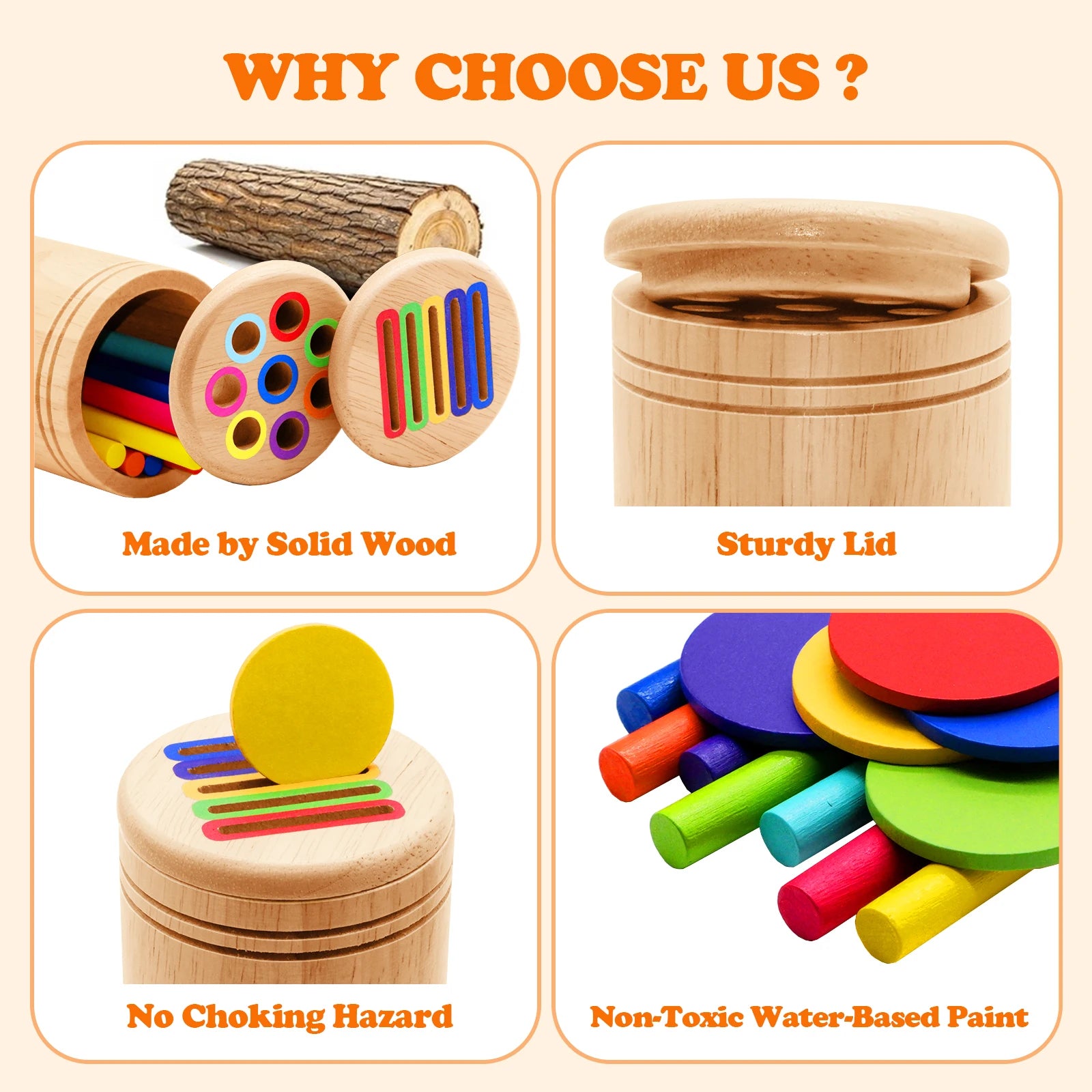 Wooden Matching Toys Montessori Color Matching Sorting Stick Balance Toy Fine Motor Skills Math Learning Educational Toys Kids